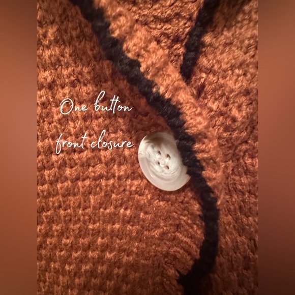 NWT Genhoo Women’s Acrylic V Neck Long Sleeve Boho Sweater Color: Brown Size XL - Picture 6 of 9